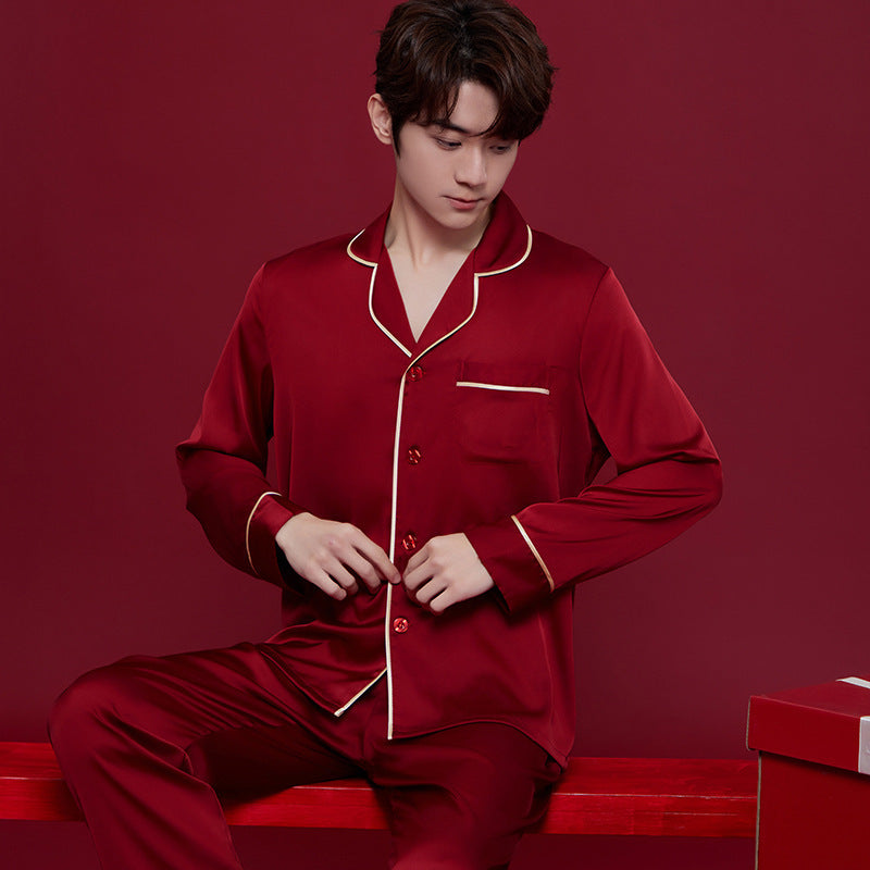 Silk Red Festive Men's & Women's Dowry Suit
