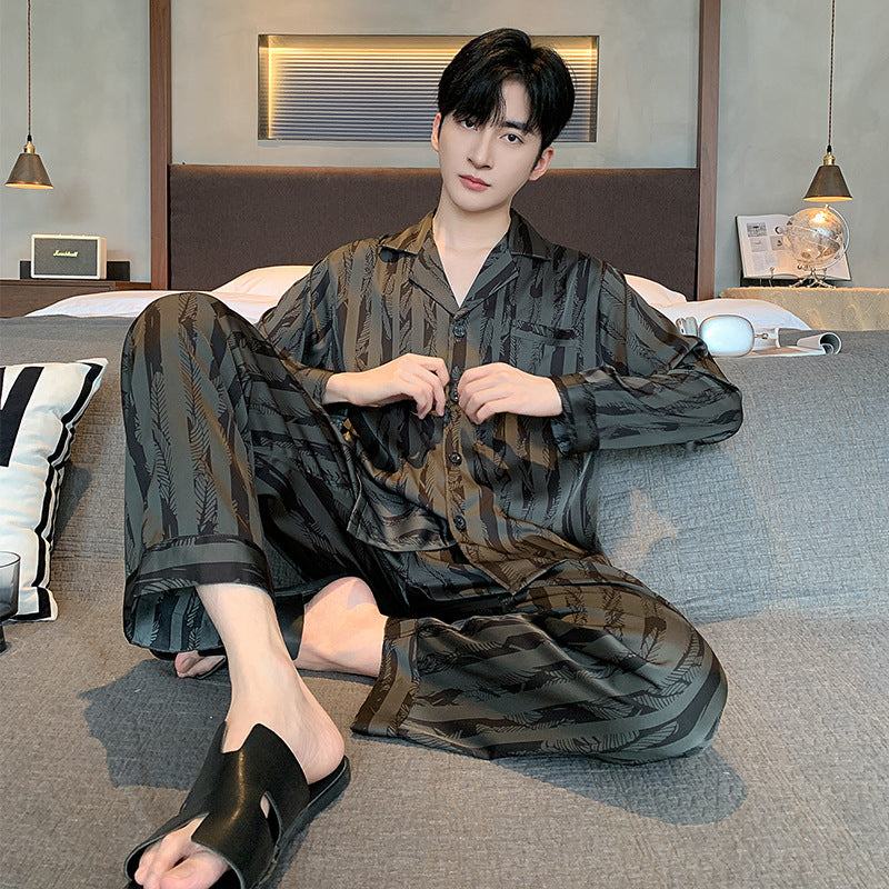 Men's Pyjamas V-Neck Thin Top & Pants Set