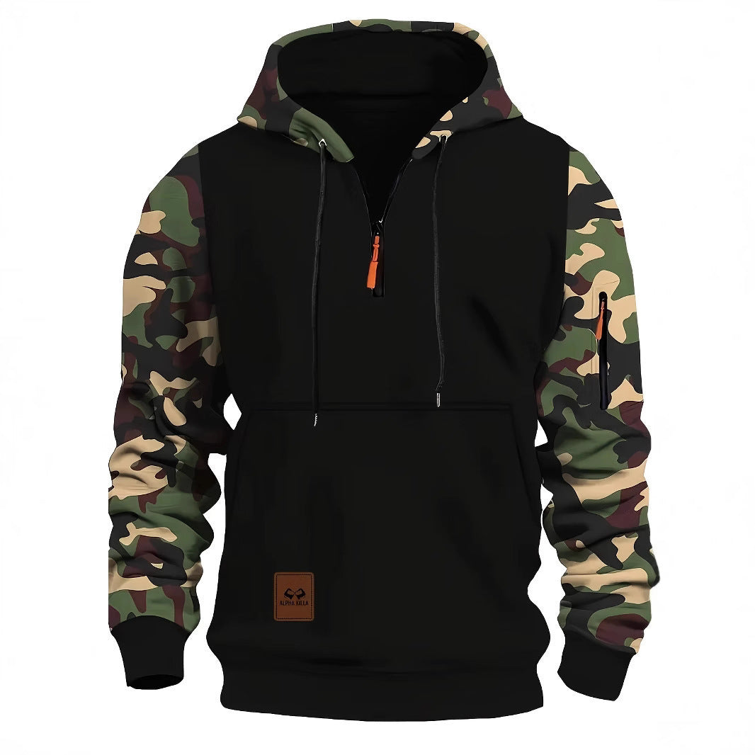 Fashion Camouflage American Vintage Zipper Sweater