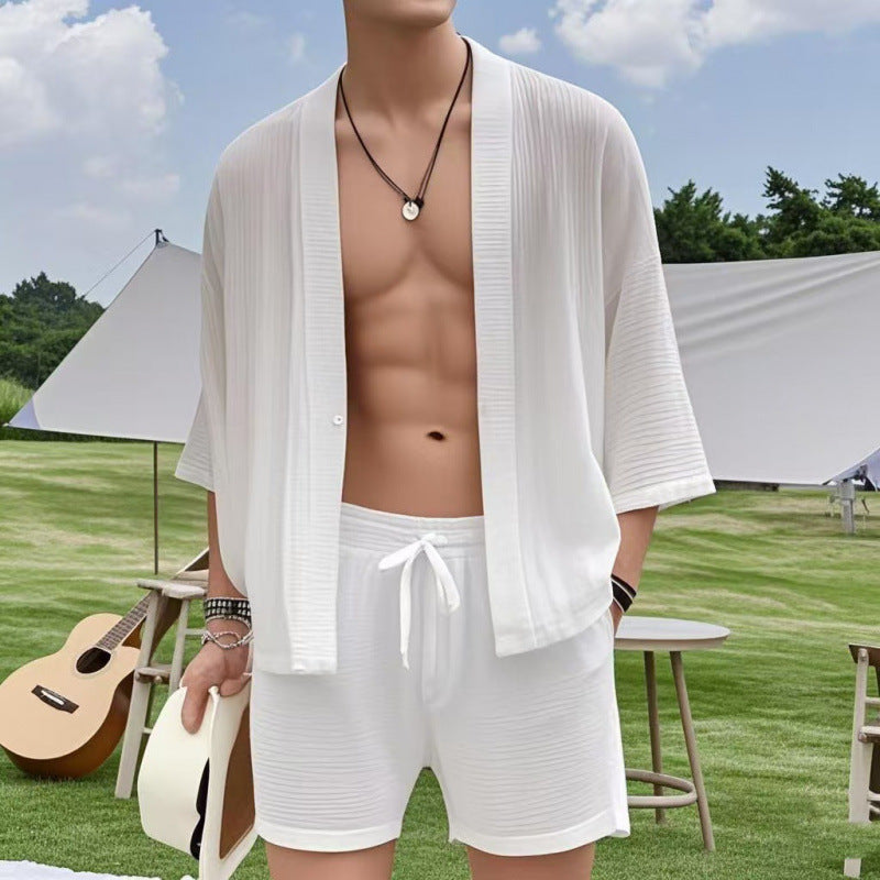 Casual Shirt & Shorts Two-Piece Suit