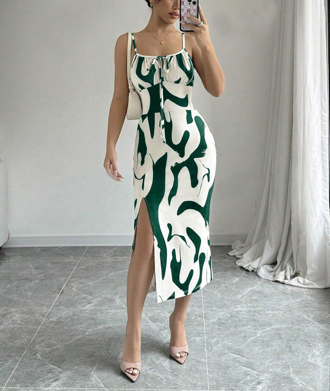 Lace-Up Long Suspender Split Dress