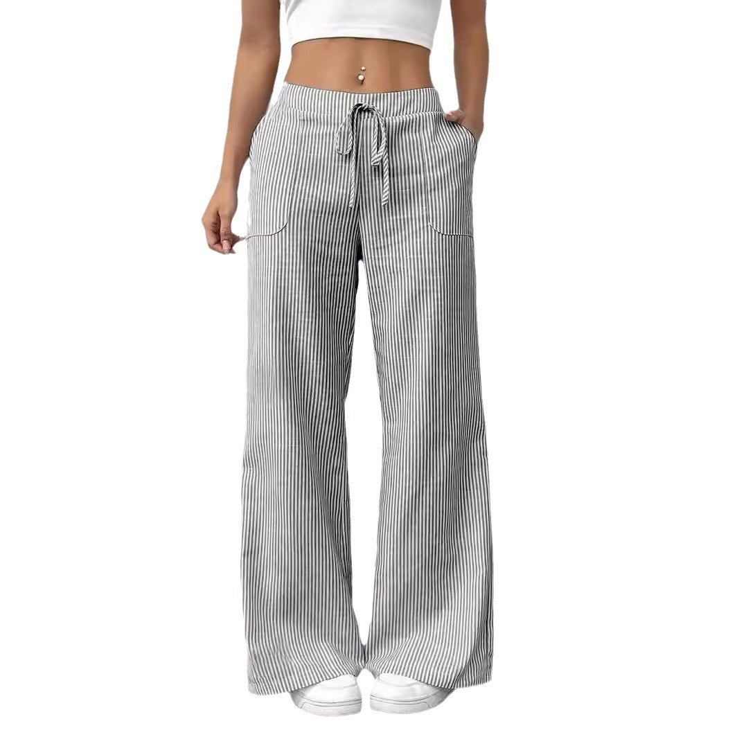 Stripe Print Wide-Leg Pants