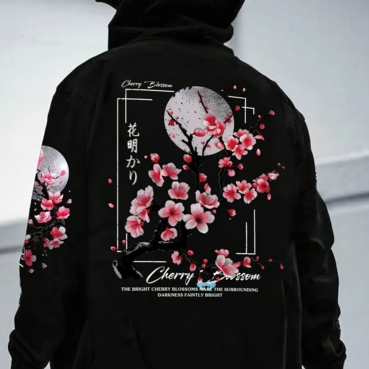 Men's Cherry Blossom Pattern Lining Hoodie