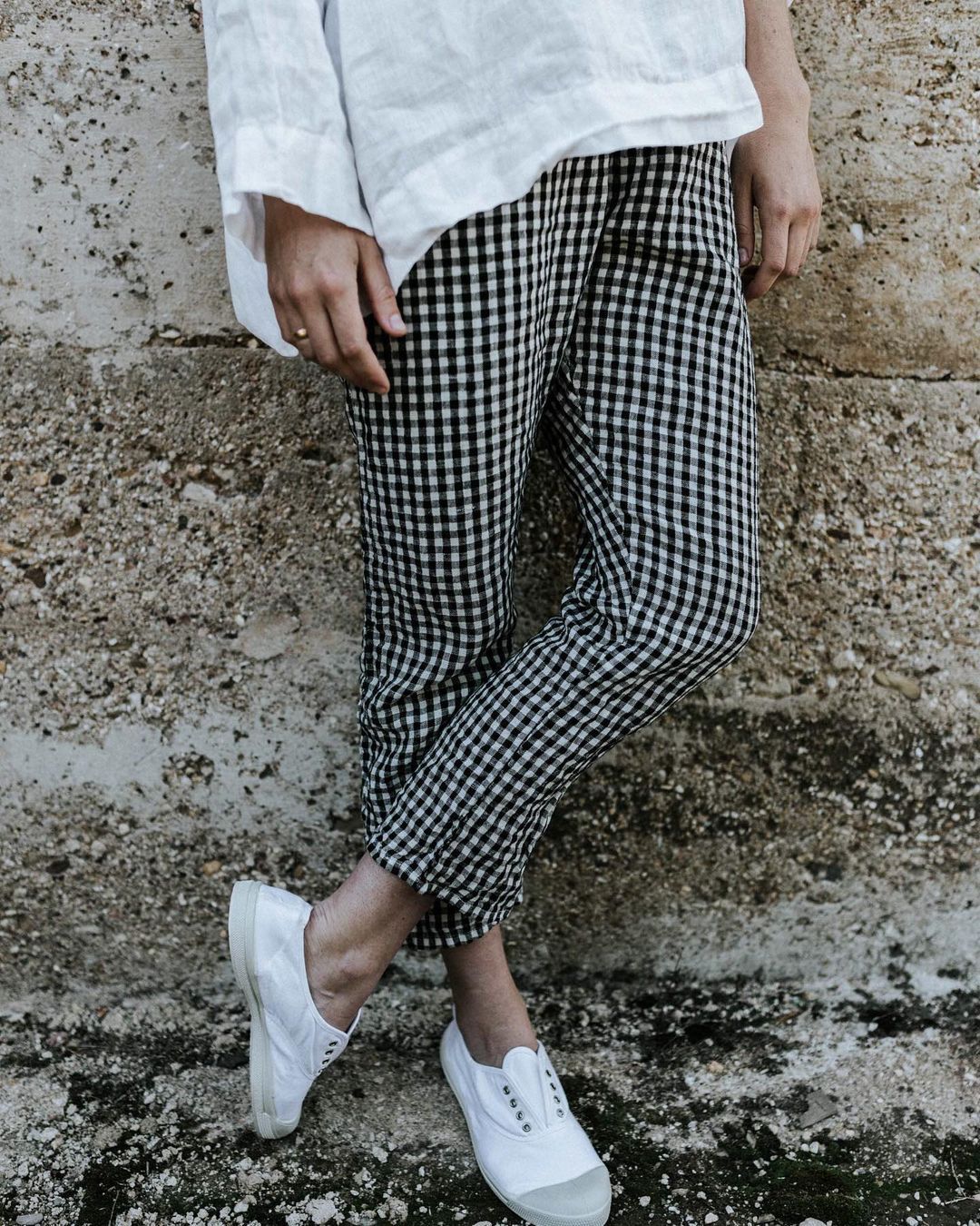 Casual Square-Printed Trousers