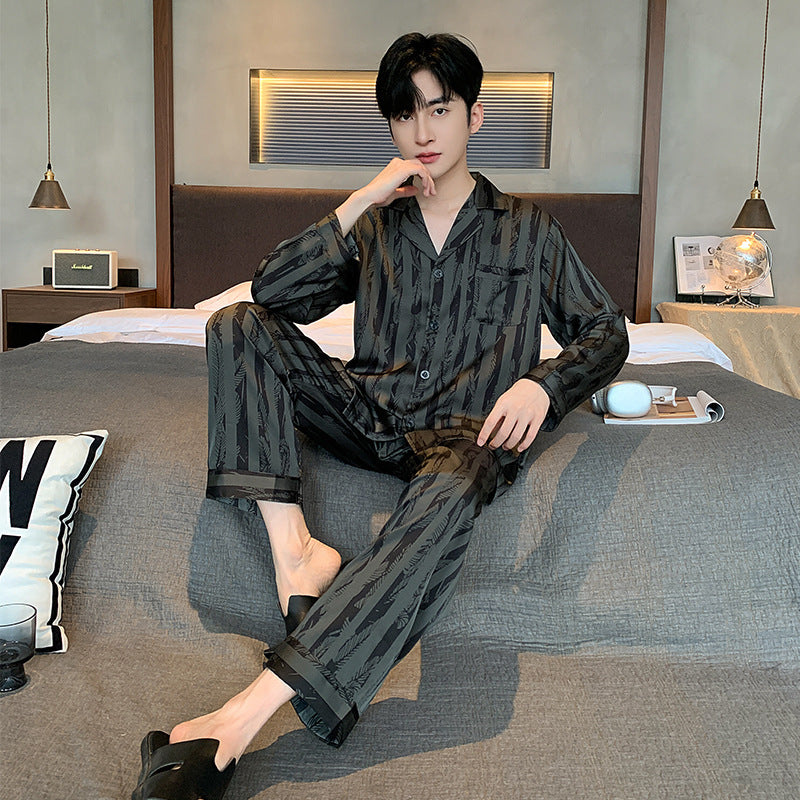 Men's Pyjamas V-Neck Thin Top & Pants Set