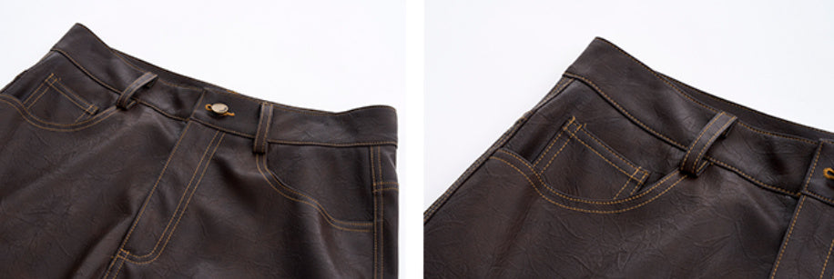 Leather Patchwork Destroyed Denim Dirty Jacket