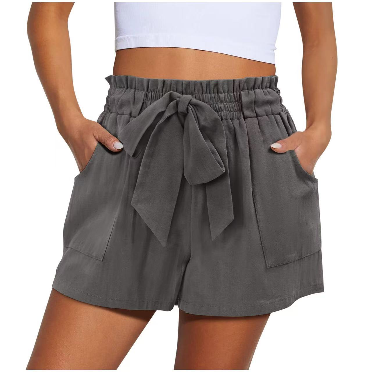 Elastic Waist Drawstring Knotted Shorts
