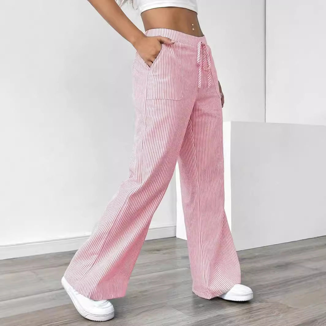 Stripe Print Wide-Leg Pants