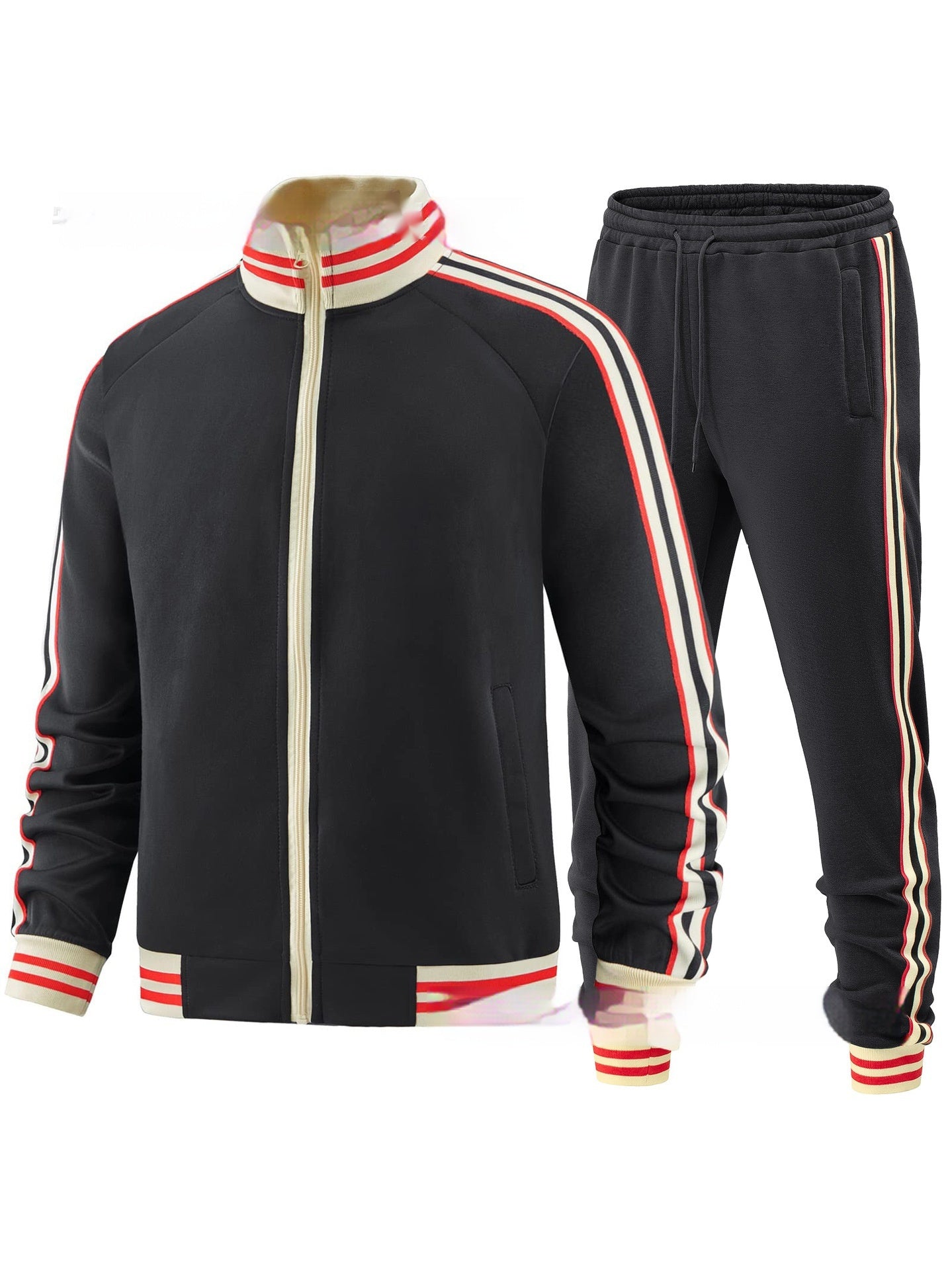 Men's Casual Sports Suit Colour Matching Two-Piece Set