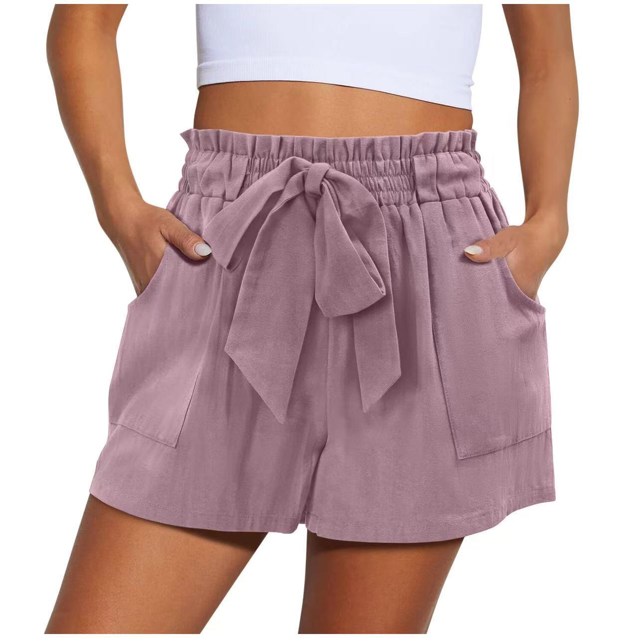 Elastic Waist Drawstring Knotted Shorts