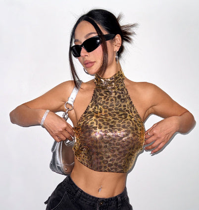 Leopard Print Vest Halter Sling Top