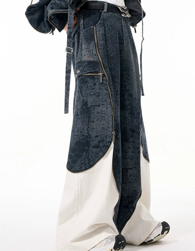 Zipper Structure Stitching Sense Machete Jeans