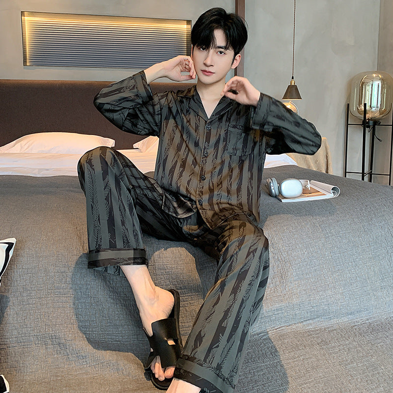 Men's Pyjamas V-Neck Thin Top & Pants Set