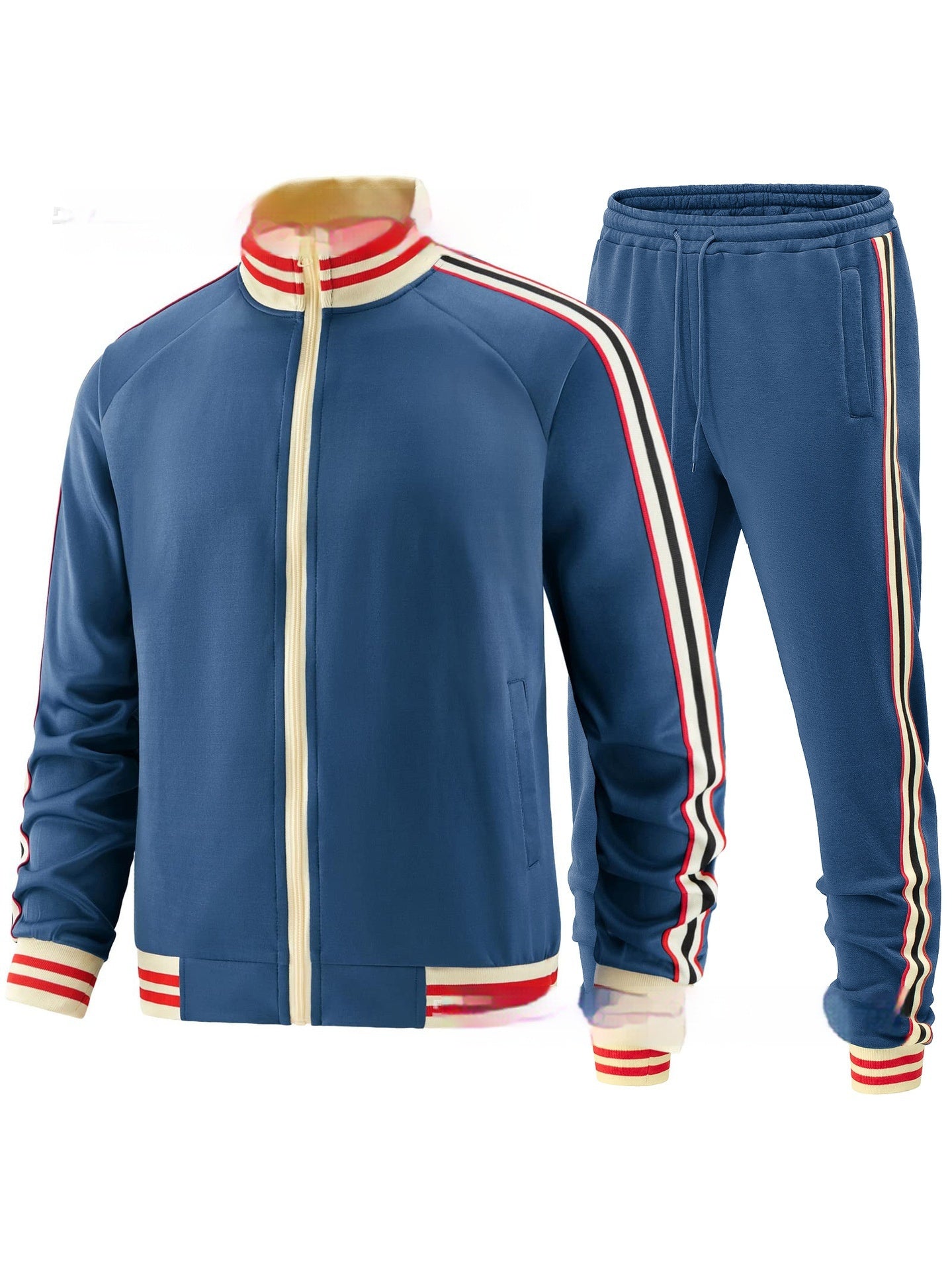 Men's Casual Sports Suit Colour Matching Two-Piece Set