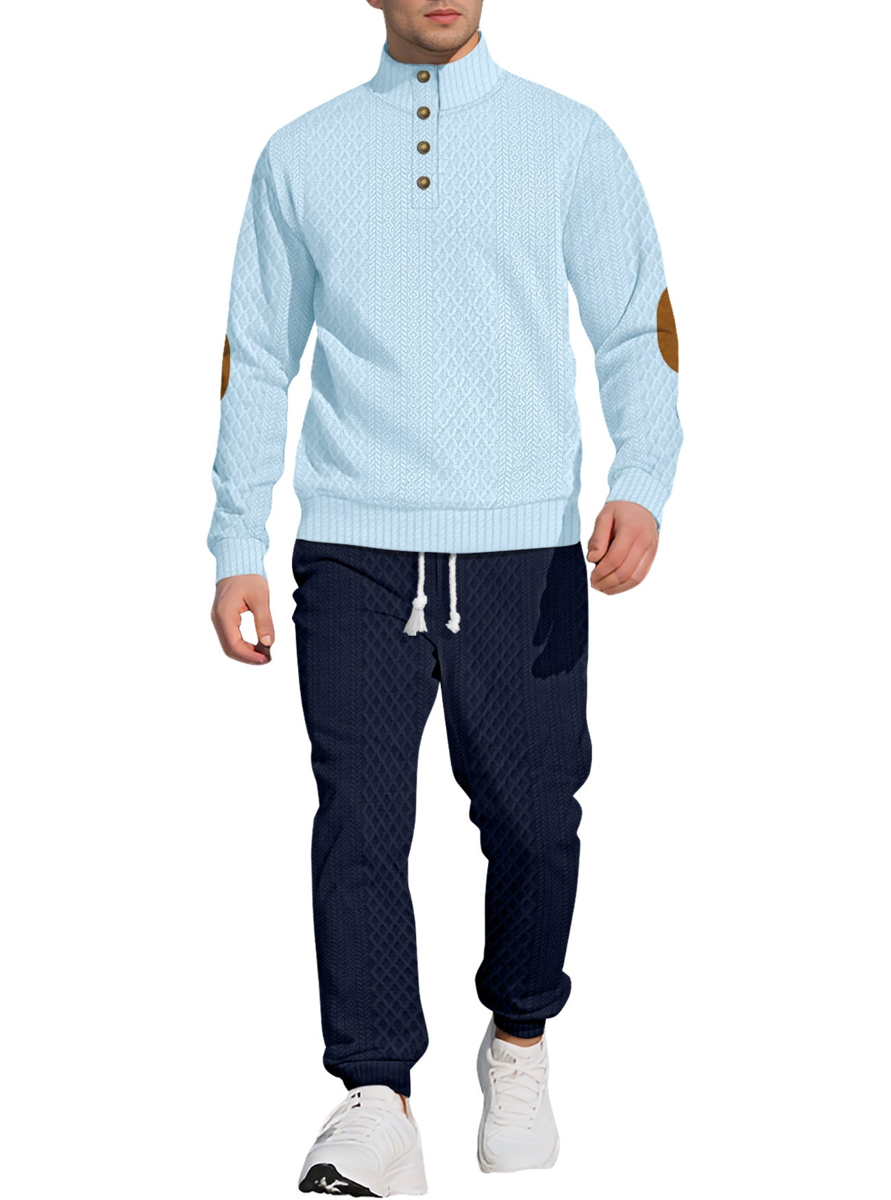 Collar Long Sleeve Trousers & Sweater Pants Suit