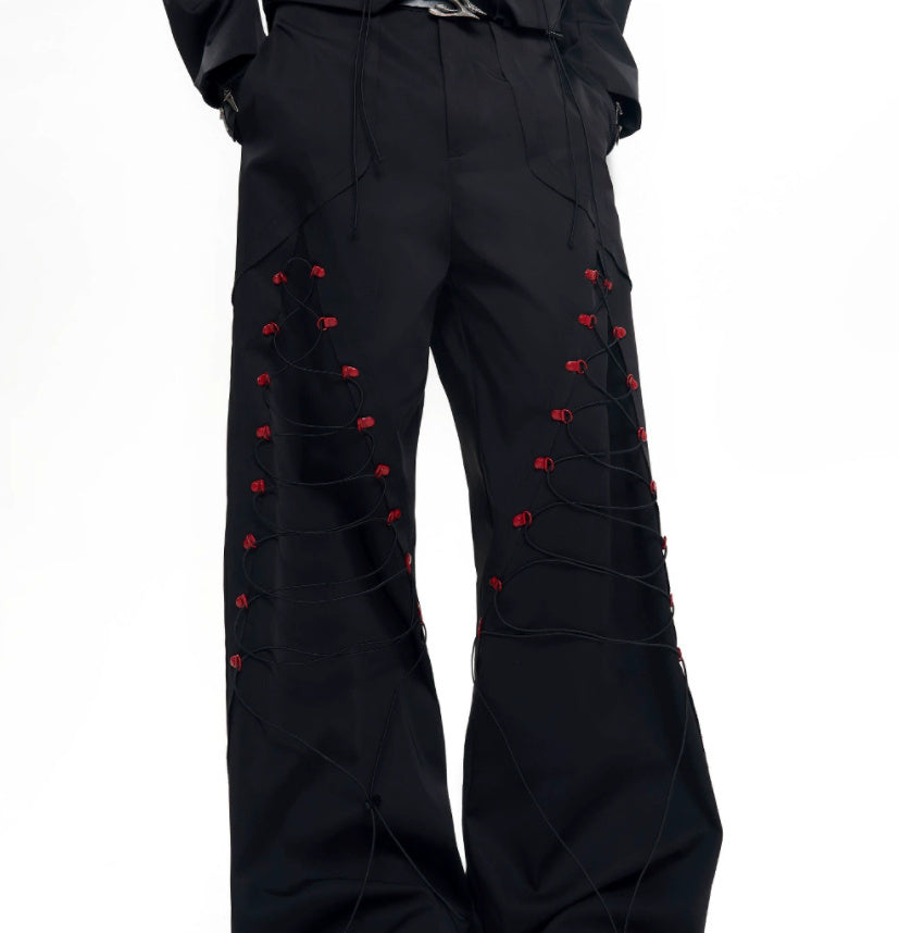 Rope Design Casual Pants & Coat Set