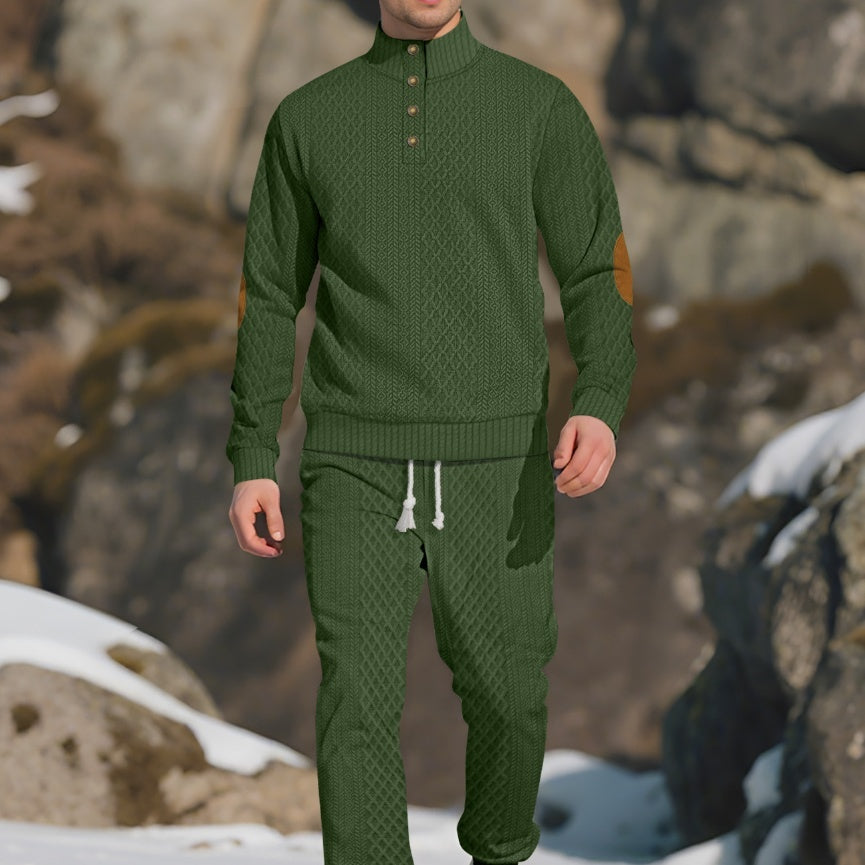 Collar Long Sleeve Trousers & Sweater Pants Suit