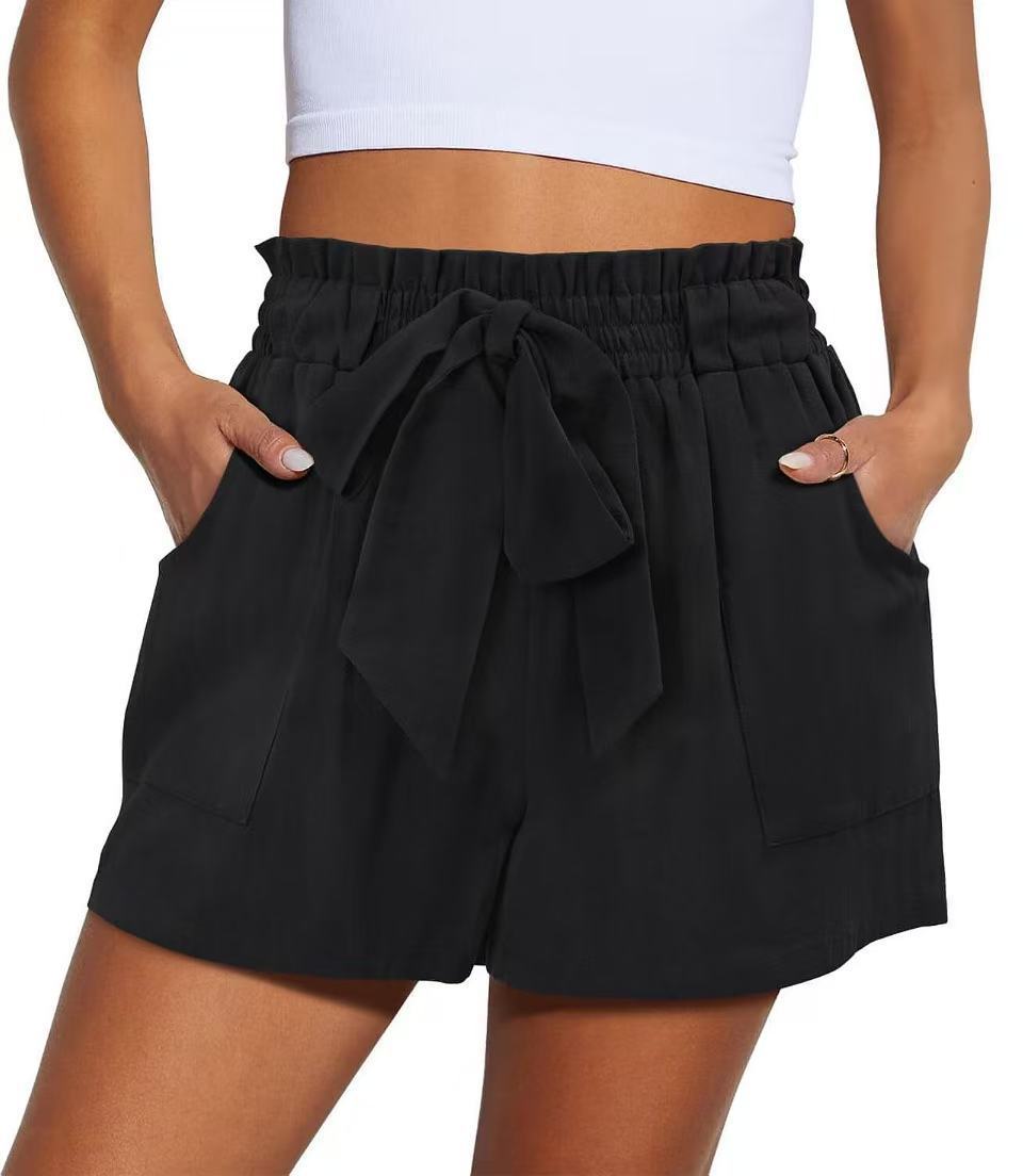 Elastic Waist Drawstring Knotted Shorts