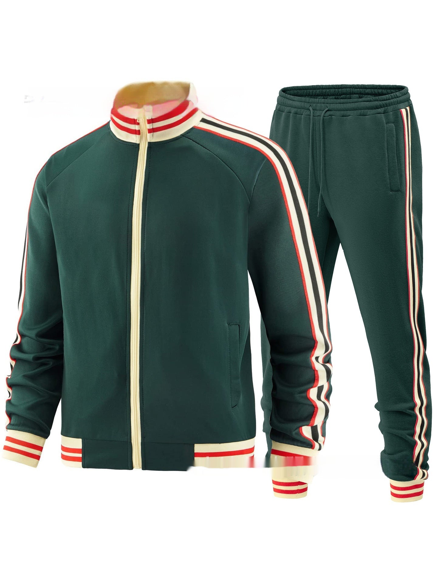Men's Casual Sports Suit Colour Matching Two-Piece Set