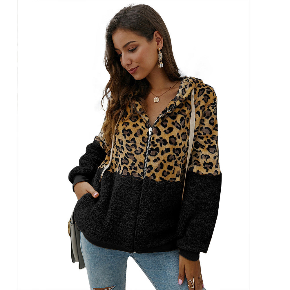 Leopard Print Patchwork Jacket Top