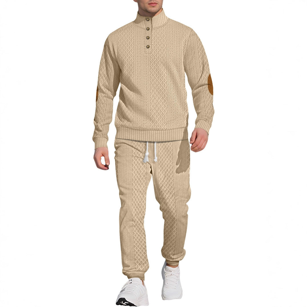 Collar Long Sleeve Trousers & Sweater Pants Suit