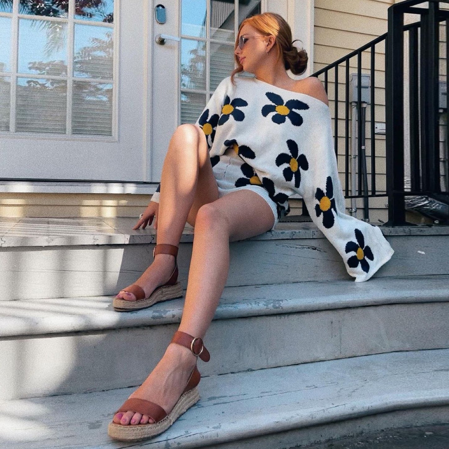 Flower Woolen Pants Suit