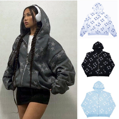 Stars Zip-Up Cardigan Jacket