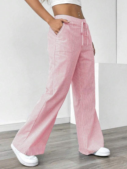 Stripe Print Wide-Leg Pants