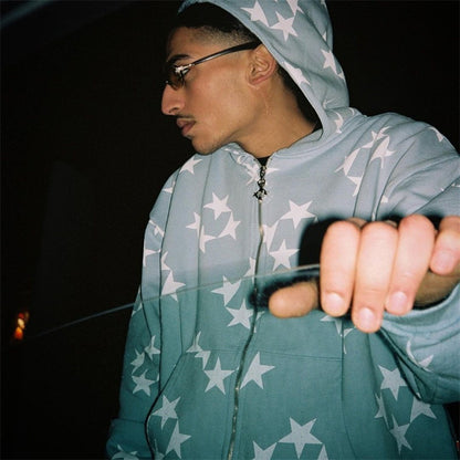 Stars Zip-Up Cardigan Jacket