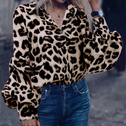 Leopard-Print Long-Sleeved Top