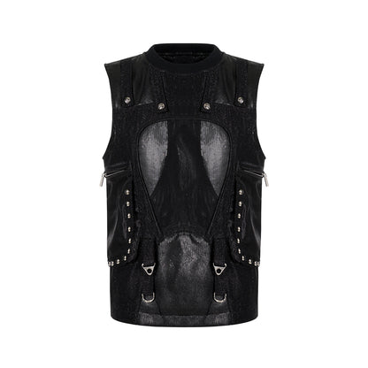 Sequinned Multi-pocket Vest & Pants Set