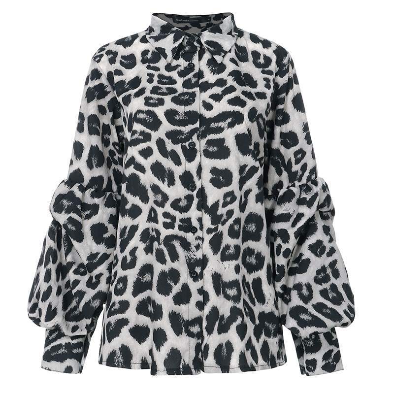 Leopard-Print Long-Sleeved Top