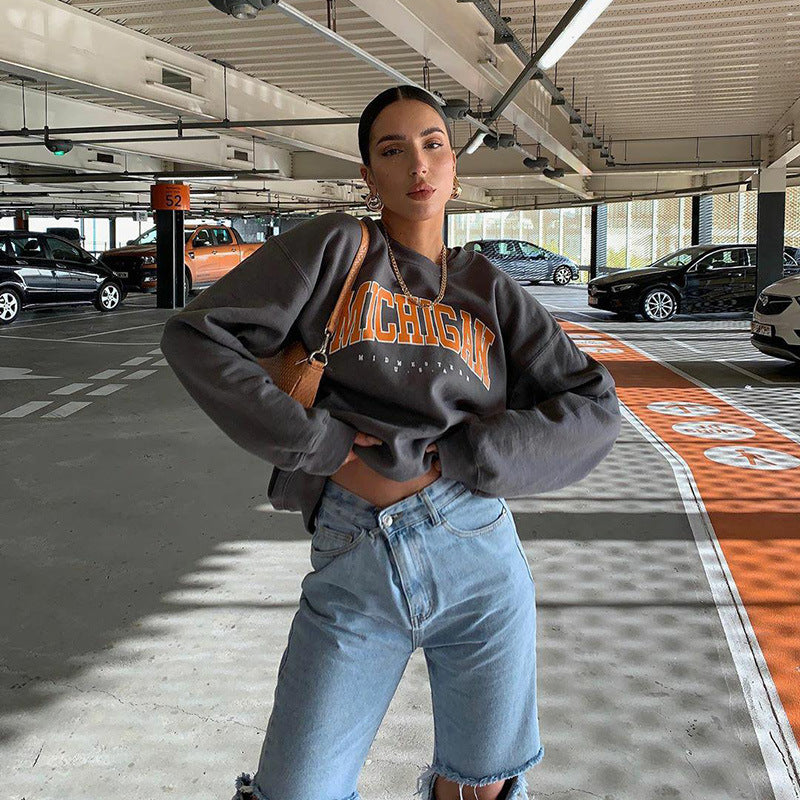 "Michigan" Round-Neck Sweatshirt