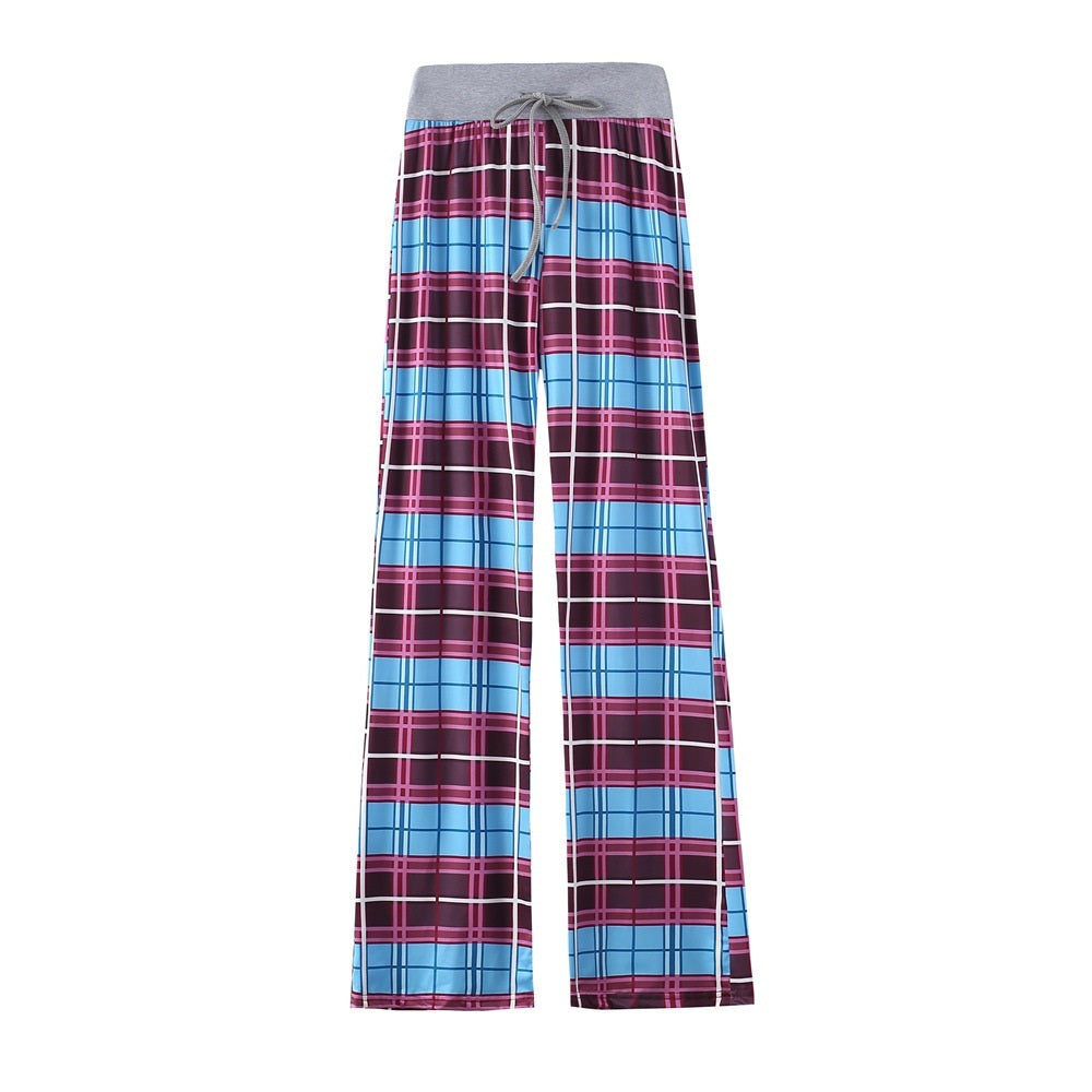 Leopard Print Stretch Drawstring Wide Leg Pants