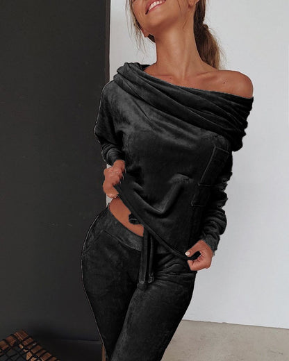 Fleece Style Pants Suit