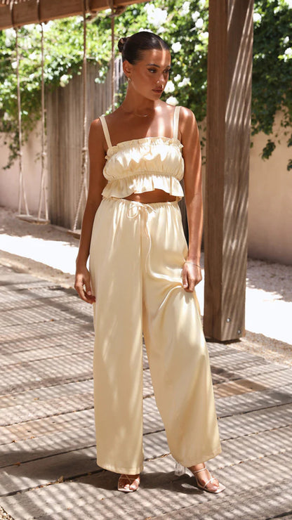 Fashion Suspenders Wide-Leg Pants & Top Set