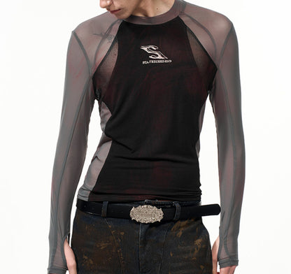 Tight Mesh Stitching Long Sleeve Top