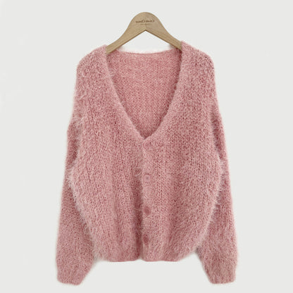 Mink Long-Sleeved Knitted Cardigan