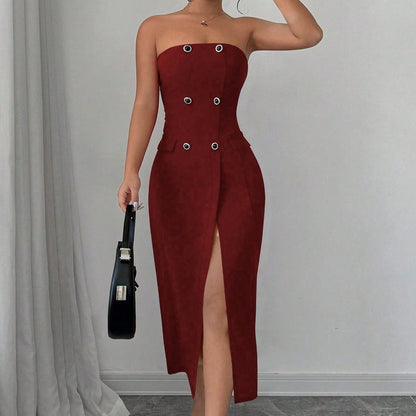 Slim-Fit Buttoned Sleeveless Dress