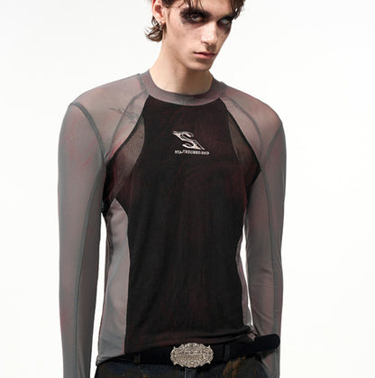 Tight Mesh Stitching Long Sleeve Top