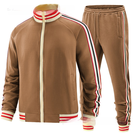 Men's Casual Sports Suit Colour Matching Two-Piece Set