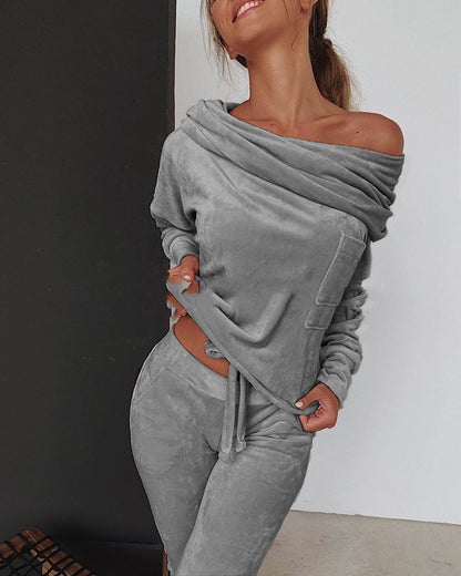 Fleece Style Pants Suit