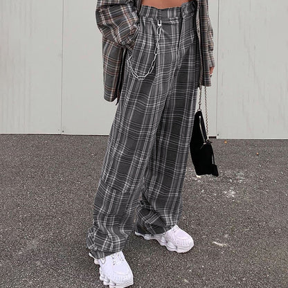 Casual Square-Printed Trousers
