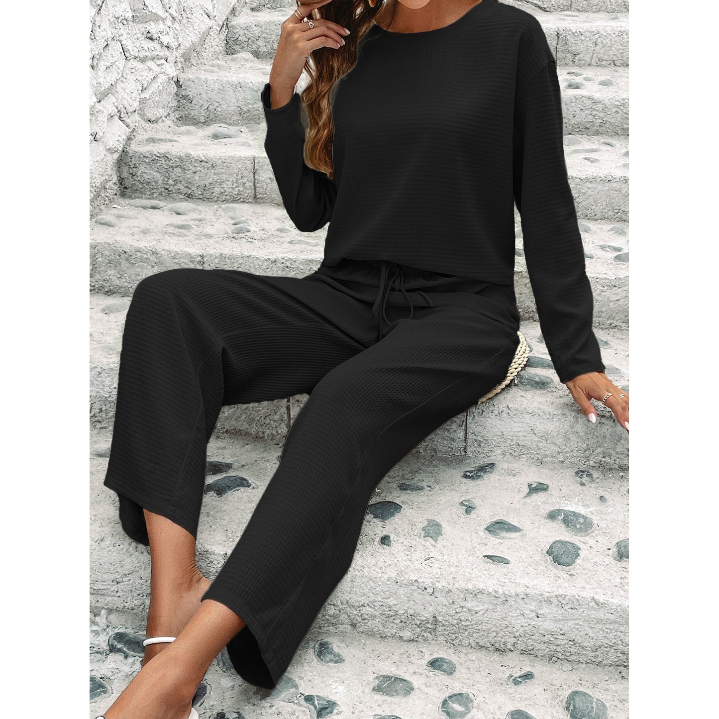 Long Sleeved Top & Fashion Pants Two-Piece Set