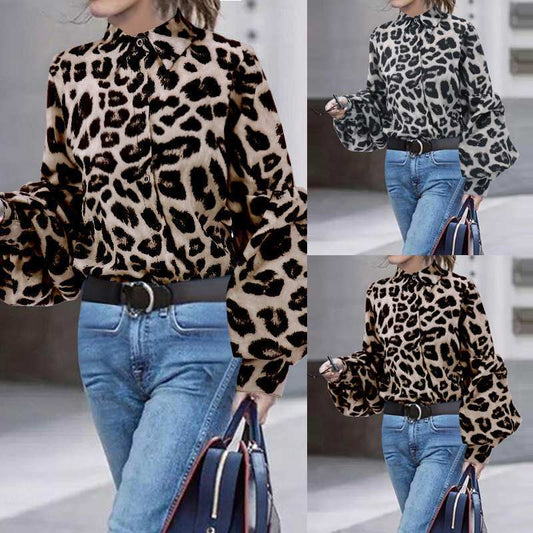 Leopard-Print Long-Sleeved Top