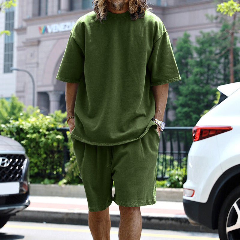 2pcs Loose Sports Round Neck Short-Sleeved T-Shirt