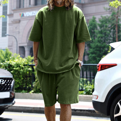 2pcs Loose Sports Round Neck Short-Sleeved T-Shirt
