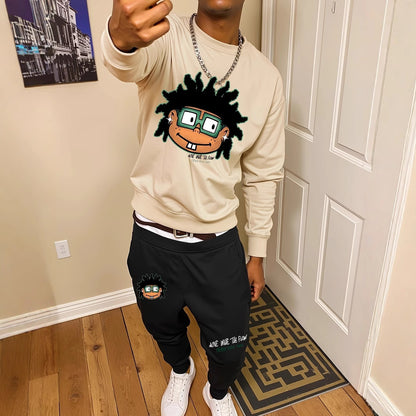 Casual Round Neck Sweater Sport Pants Suit