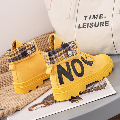 High-Top Canvas Short Boots