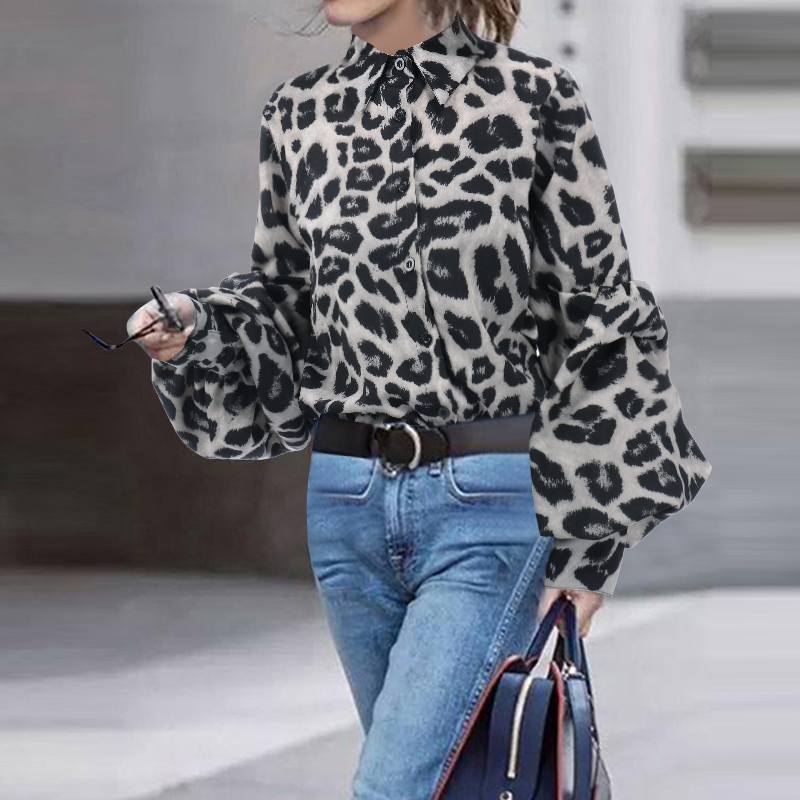 Leopard-Print Long-Sleeved Top